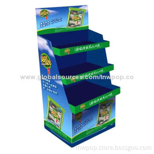 Corrugated POP floor displays, suitable for foods/snacks, eco-friendly, customized sizes and designs